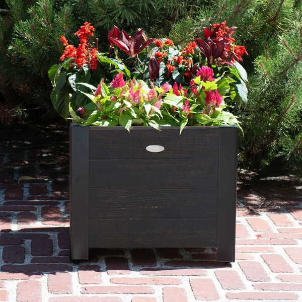 recycled wood square garden planter